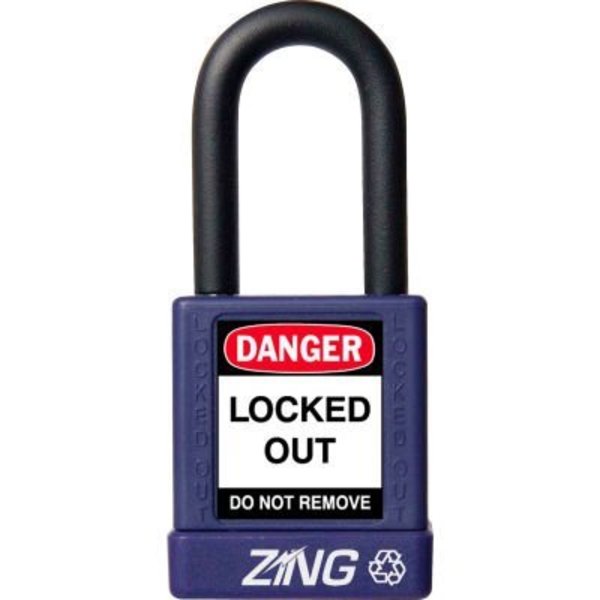 Zing ZING RecycLock Safety Padlock, Keyed Different, 1-1/2" Shackle, 1-3/4" Body, Purple, 7040 7040